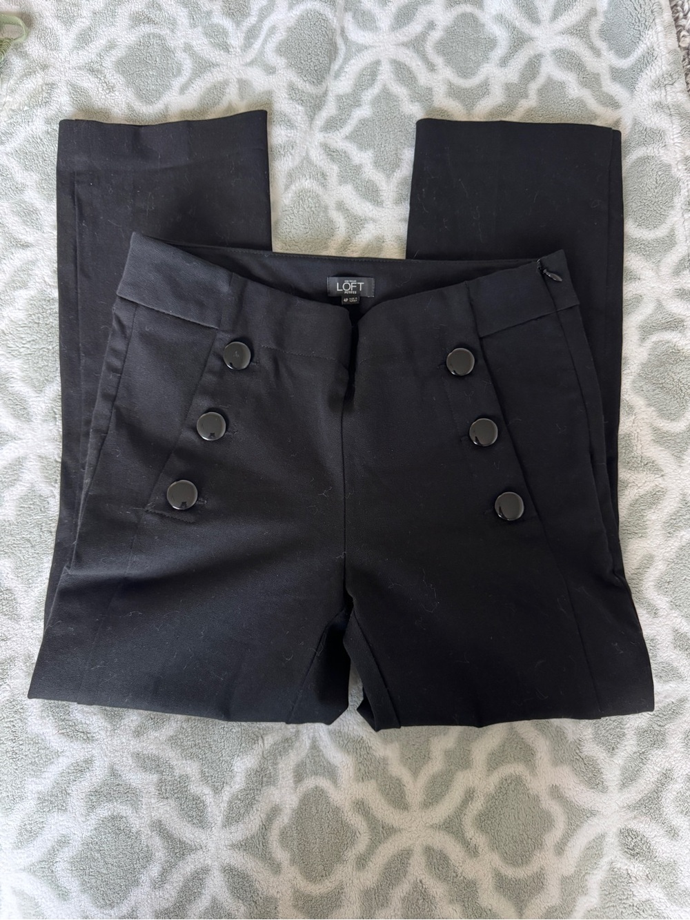 LOFT Petites Black Dress Pants with Branded Waist Label